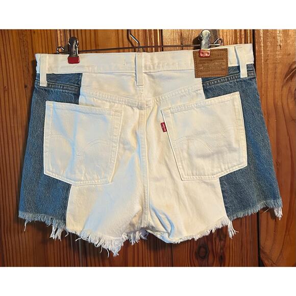 Levi’s women’s wedgie short button fly cutoff denim patchwork size 31 - Picture 3 of 3